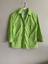 Chicos Lime Green Polkat Dot Blouse 