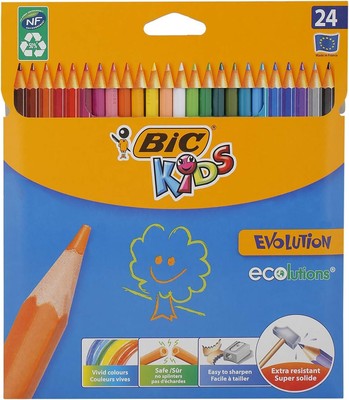 BIC Kids Evolution ECOlutions Colouring Pencils, Assortment of Coloured Pencils 
