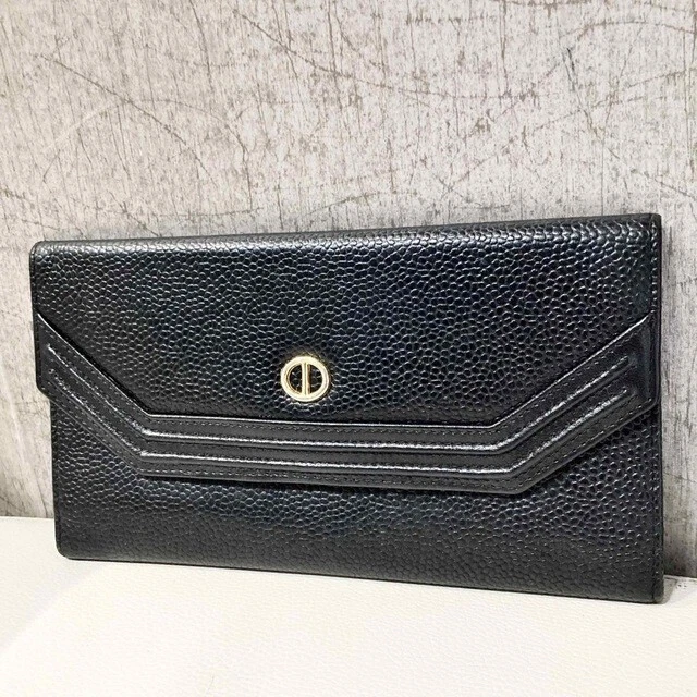 Portefeuille long Christian Dior or noir quincaillerie cuir femmes du Japon d'occasion