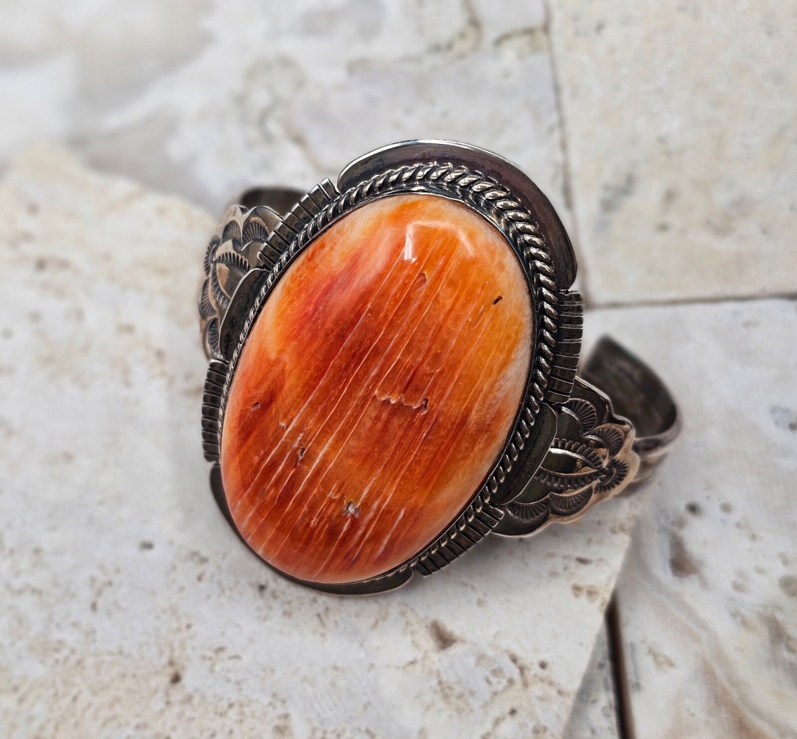 STATEMENT! Native American Sterling Silver Orange… - image 4