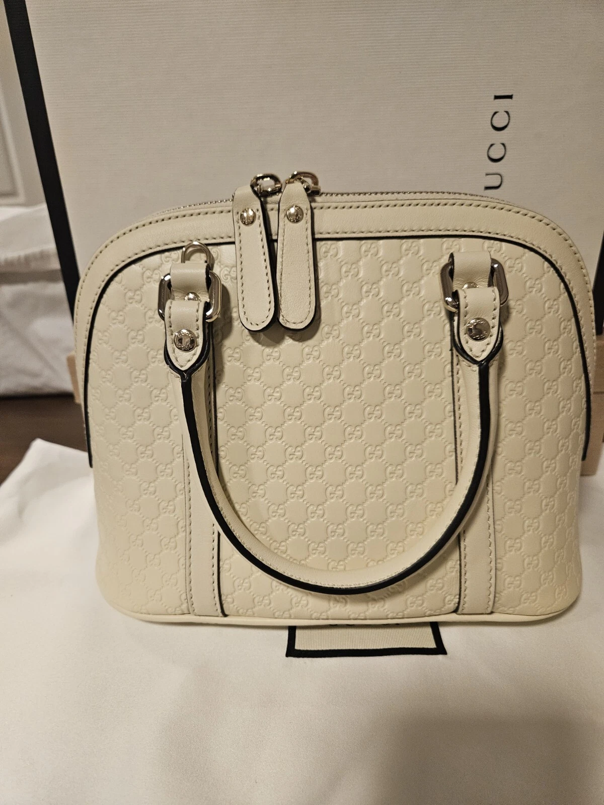 NEUF GUCCI Microguccissima Mini Dome sac bandoulière blanc hiver