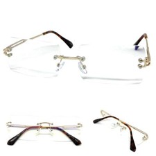 Men's Classy Elegant Modern Retro READING EYE GLASSES Readers Gold Rimless Frame