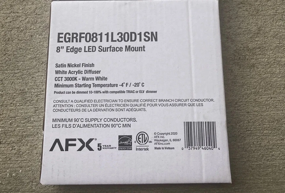 AFX EGRF0811L30D1 Edge 8"W Integrated LED Flush Mount Nickel - Image 2 of 4