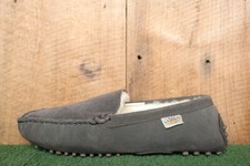 EMU RIDGE Smoke Gray Cow Suede Shearling Lined Slippers Men's Sz. 8