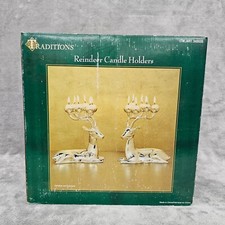 Traditions Reindeer Candle Holders Brass with Silver Plated Finish Heavy