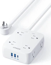 Anker 341 Surge Protector Power Strip 2000J, 8 AC Outlet Extender with 2 USB-A