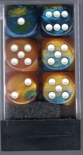 Chessex 16mm 12xd6 "Masquerade" Yellow/white - Picture 2 of 2