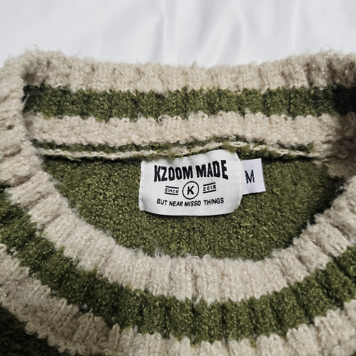 Vintage Kzoom Made, Green Color Block Heavy Thick Sweater (Larger 