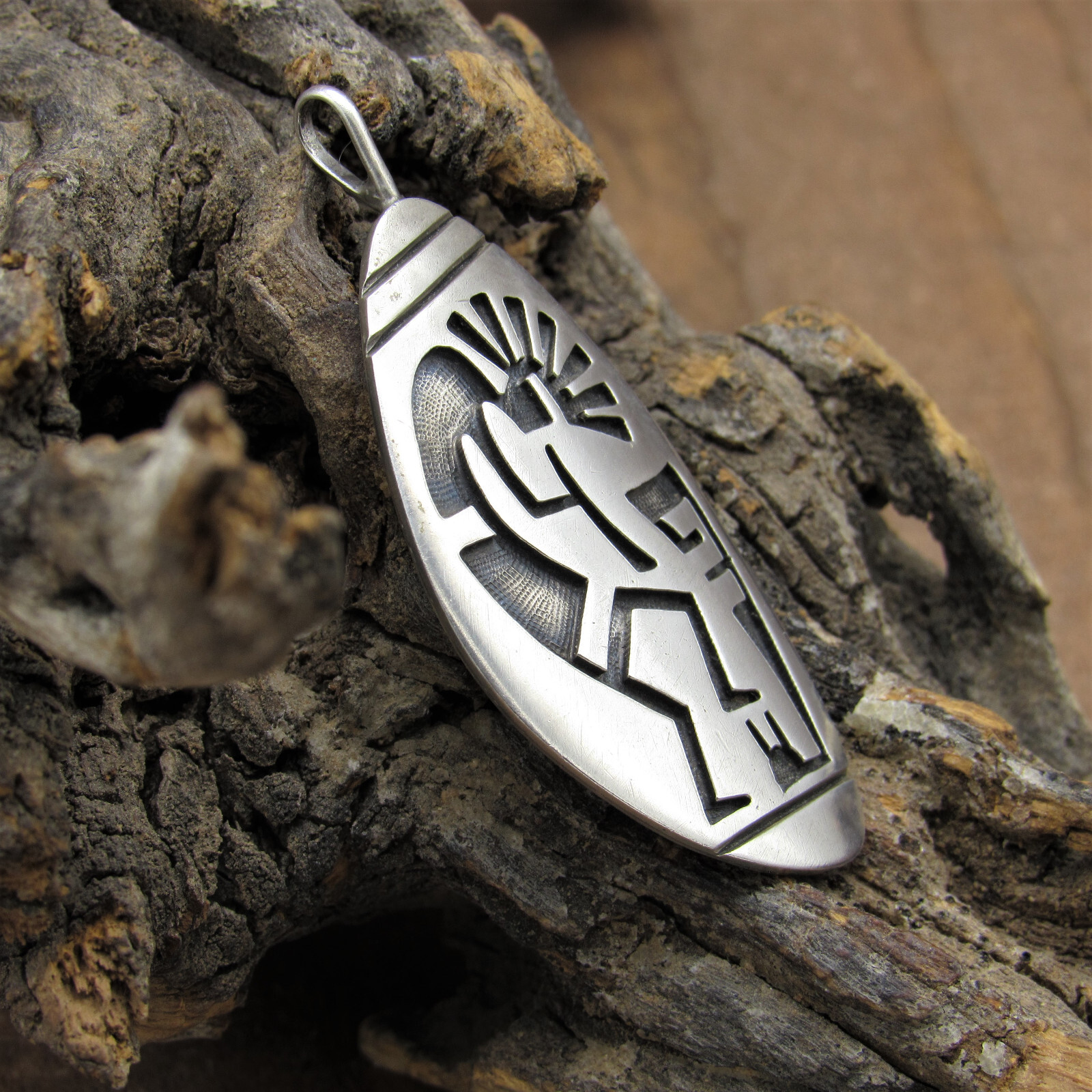 Hopi Sterling Silver Kokopelli Pendant by Riley Polyq… Gem