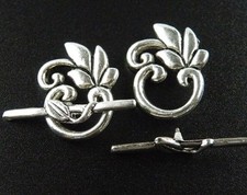 40sets Tibetan Silver Heart Flower Toggle Clasps 23.5x19x2mm 676