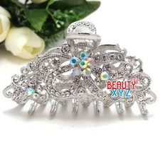 NEW Rhinestone Crystal Clip Hair Claw Hairpin Wedding Bridal Elegant Silver USA