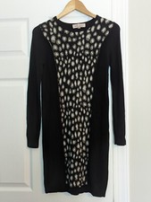 Philosophy Women Small Sweater Dress Cashmere Blend Black Animal Print