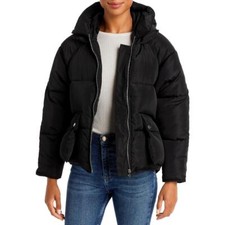 Toast Society Womens Black Short Hooded Winter Puffer Jacket Coat M Bhfo 1776
