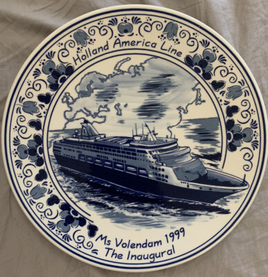 BLAU DELFTS HOLLAND AMERICA LINE Me Volendam1999Inaugural Royal Distel ND 1ofKnd