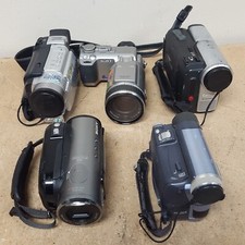 Mix of 5- Sony Panasonic Canon JVC Video Camera Recorders NoBttry/Chrg ForParts