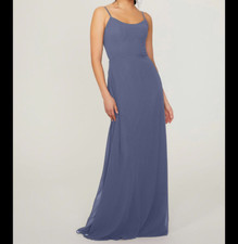 Mori Lee blue lace up back maxi dress