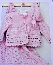 (CBS1)BABYS JACKET, HAT, BLANKET & TOY PIG CROCHET PATTERN 4 SIZES  0-18 MONTHS 