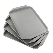 Grey Plastic Serving Tray/Cafeteria Fast Food Tray12" by 16" Pack of 4