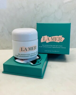 LA MER The Moisturizing Cool Gel Cream EMPTY Glass JAR Container+Box&NEW Spatula