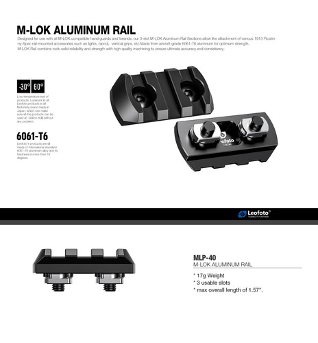 【Leofoto USA】Leofoto M-LOK MLP-40 40mm Plate | Picatinny - Picture 6 of 9