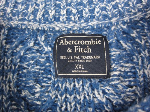 Vintage Abercrombie & Fitch Sweater Womens 2XL XXL Blue Wool Cotton Cable Knit - Picture 4 of 13
