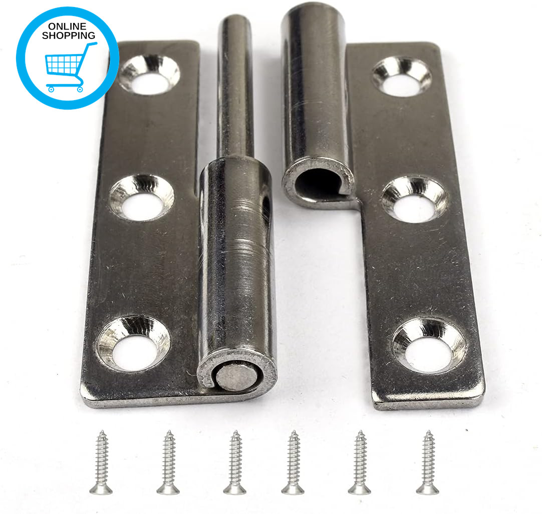 4Pcs 2.5"" Detachable Stainless Flag Hinge, Rising Butt Left Handed Lift-Off Hing