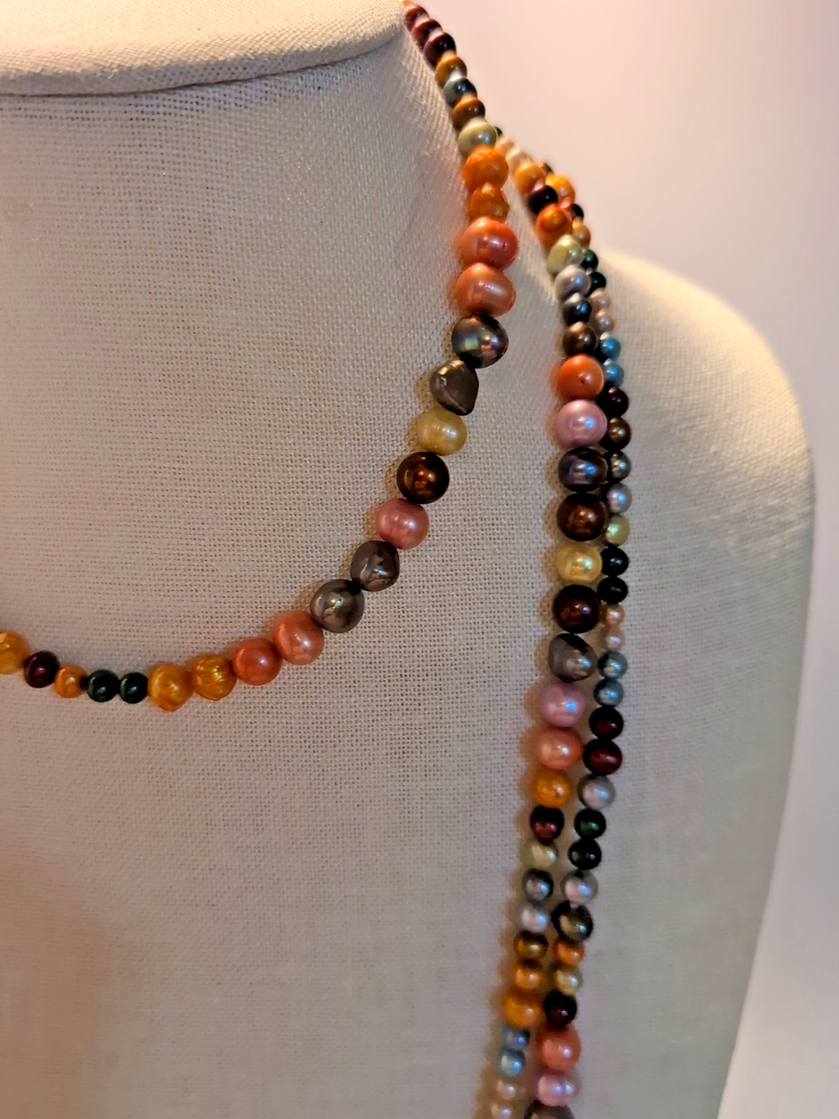 Multi Colored Bead Pearl Long Continuous Necklace… - image 6