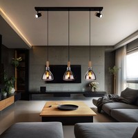 HäNgeleuchte Pendellampe Esszimmerleuchte 5-Flammig Holz Rauchglas Schwarz 120Cm