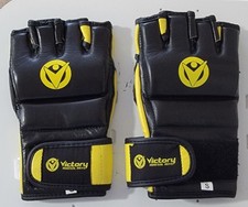 NEW Never Used Victory Fingerless MMA UFC Gloves Size Adult Small Black/Yellow