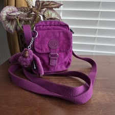 Kipling Purple small Crossbody Bag with Monkey Keychain 