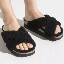 Birkenstocks 6.5 / 37 Papillio Daytona Platform Shearling Slide Kork Sandal