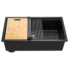 30 inch Undermount Granite Kitchen Sink Workstation Single Bowl with Accessories