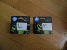 New 2 HP Ink - HP 61xl CH564WN#140 Tri-Color High Yield Ink Cartridges Exp 11/20