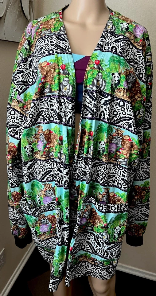 S.C.R.U.B.S Vintage Medical Cardigan Animal Novelty PLUS SIZE Made in USA 3XL - Image 4 of 4