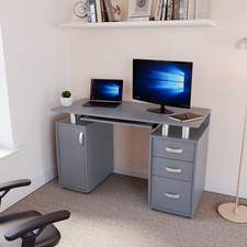 3 Drawer Computer Desk Home Office Work Study PC Laptop Workstation Table