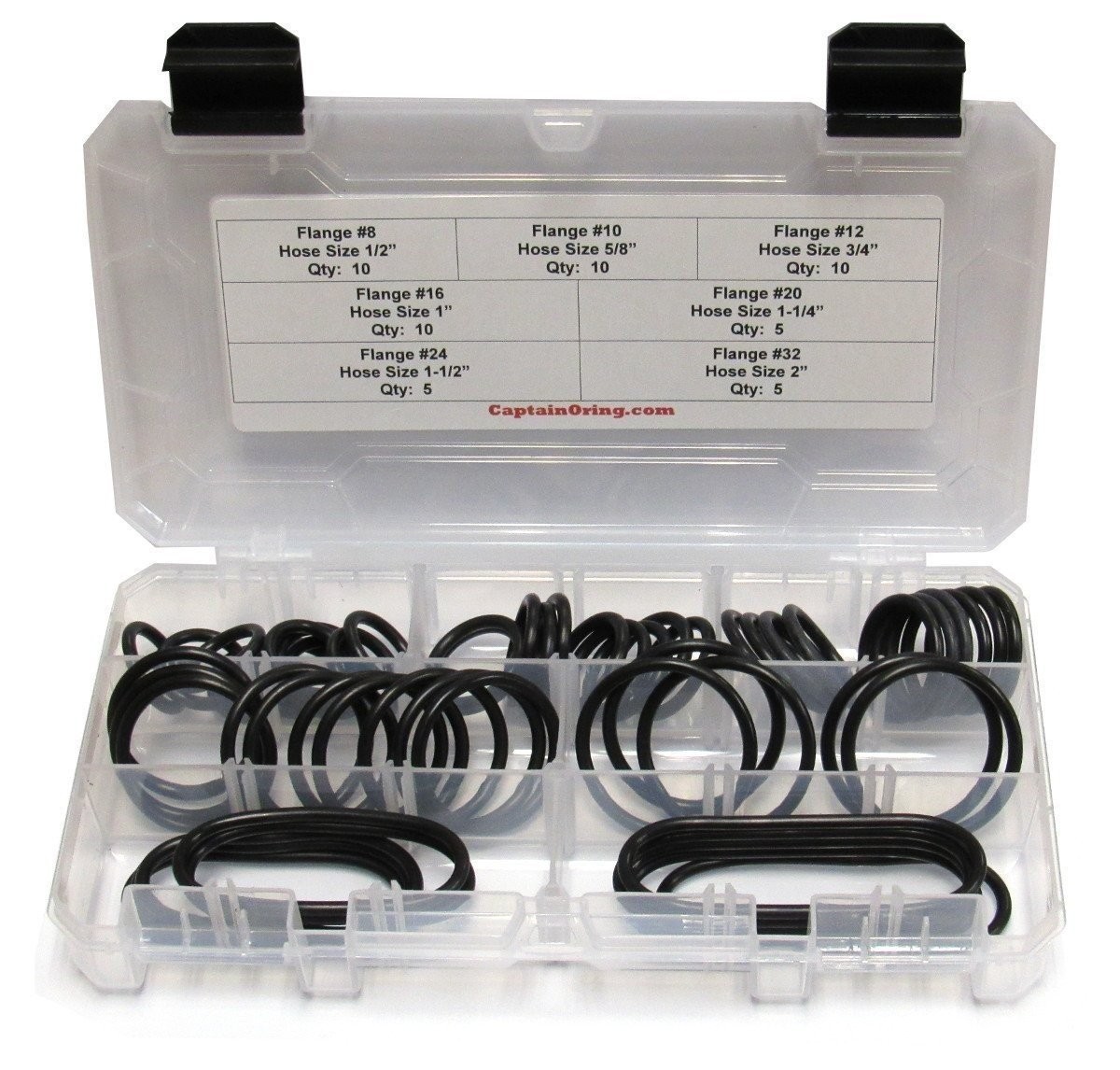 Captain O-Ring Flange Seal Hydraulic O-Ring Kit (Buna 90 / BN90 - 55 Piece Kit)