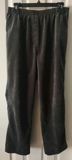 ALLISON DALEY Pants Women Sz 12 Elastic Waist Corduroy Dark Gray Front Pockets