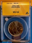 PHILIPPINES 50 Centavos 1964 Ancs MS64 — photo 1