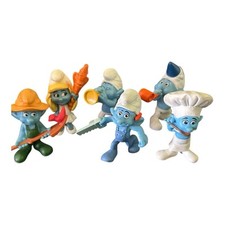 SMURF Figures Chef Handy Harmony Farmer PVC Cake Toppers 2011 McDonald Lot Of 6