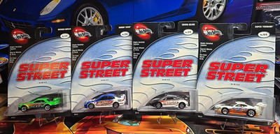 100% Hot Wheels 2002 Super Street Set Nissan Skyline Honda Civic Celica Tsunami
