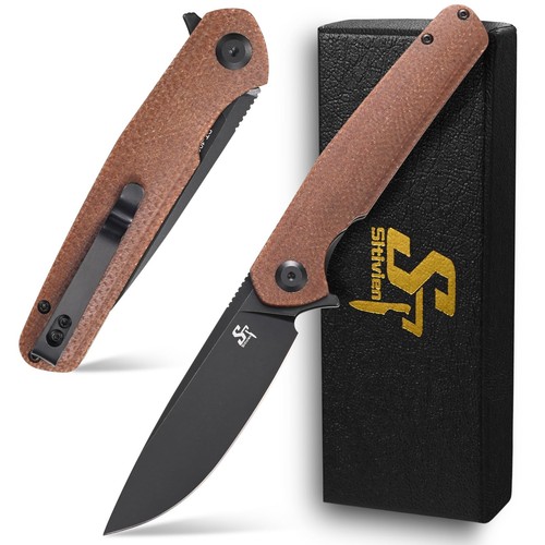 ST102 Folding Knife, D2 Steel Blade+Micarta Handle EDC Tool Knife for ...