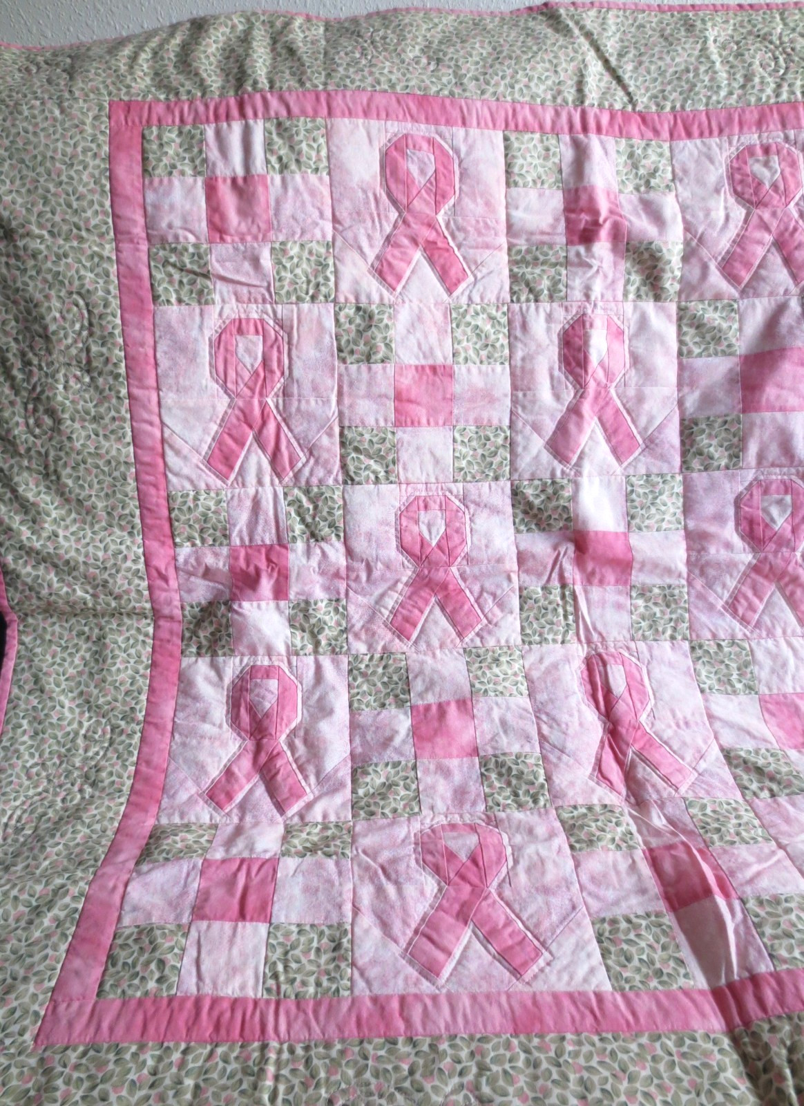 2000 39"X39" BREAST CANCER AWARENESS QUILT BY ARDYTH'S SEW N SHOPPE CLUB MEMBERS