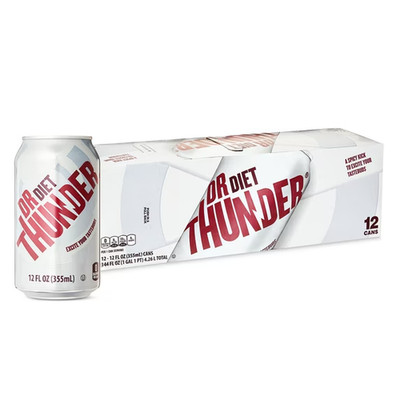 Great Value Dr Thunder Diet Calorie free Cola Soda Pop, 12 fl Oz 12 Pack Cans.