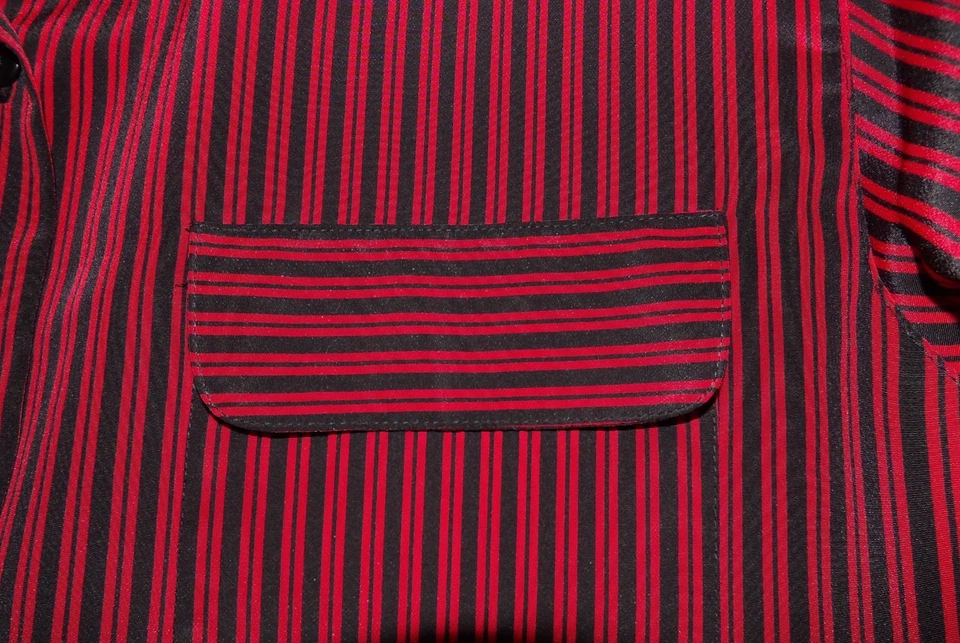 Red Black Striped Collared Long Sleeve Button Up Women's Size 2X - Image 3 of 4