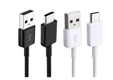 USB-C Data Charging Cable for Smart Phone, Tablet, Black or White 4ft