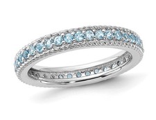 3/4 Carat ctw Blue Topaz Eternity Band Ring Sterling Silver