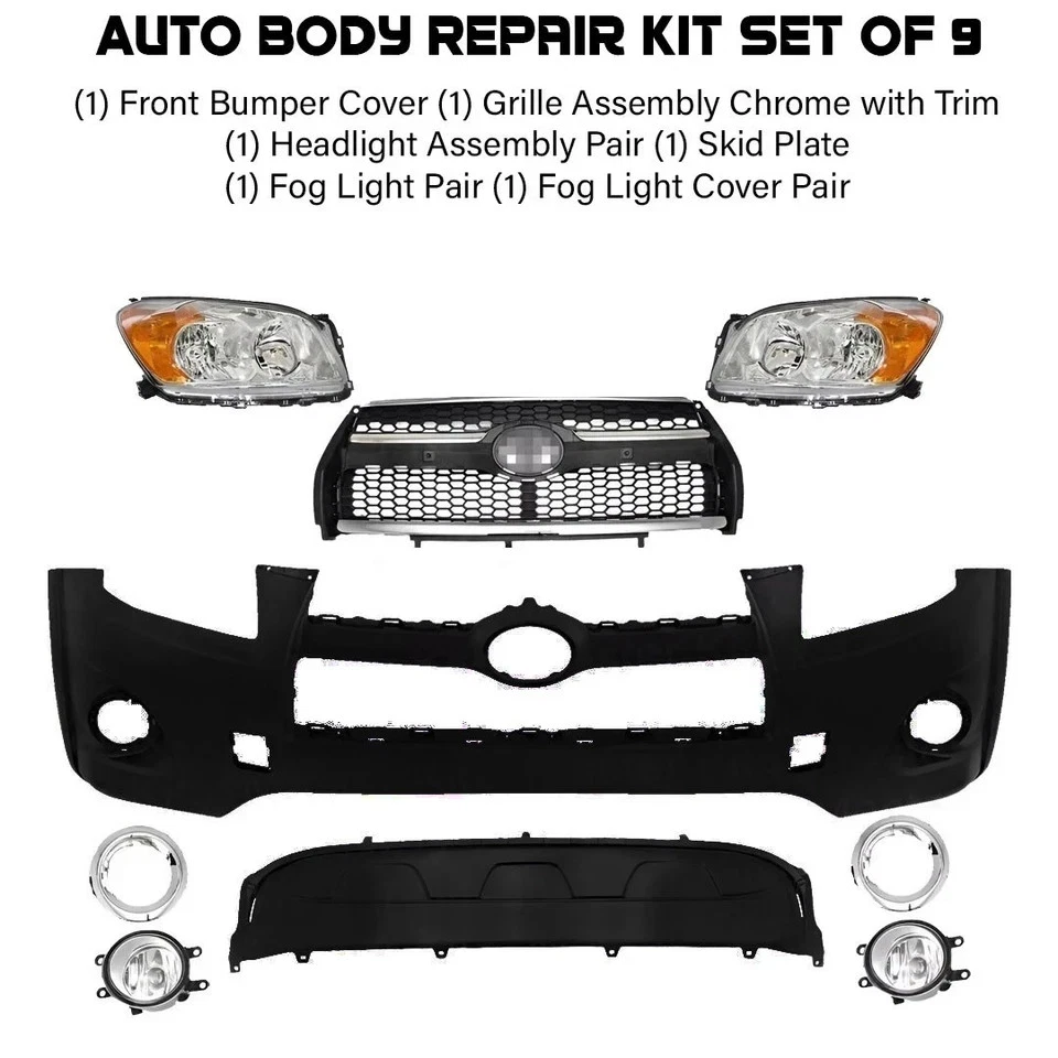 Front Bumper Cover Fascia & Grille Assembly For 2009-2012 Toyota RAV4 Limited - Image 2 of 4