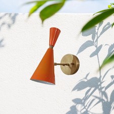 1950er Mid Century handgefertigte italienische Diabolo-Wandleuchte aus Messing 