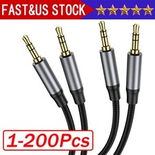6FT 3.5mm AUX Audio Nylon Braided Cord Cable PC iPod Car Phone headphone lot