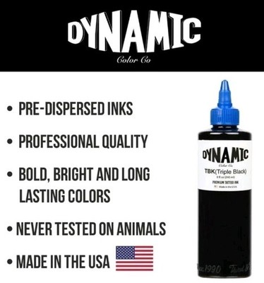 LOT OF 3 Dynamic Triple Black Tattoo Ink 8 oz